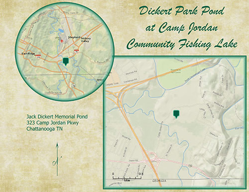 Map of Dickert Pond in Chattanooga Tennessee